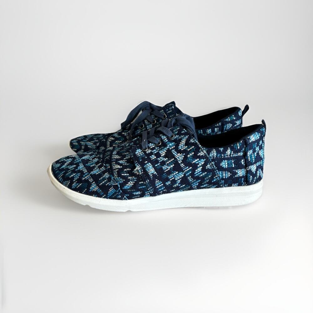 TOMs Blue Aztec Tribal Canvas Shoes sz 8.5 shoes Lace-up Sneakers